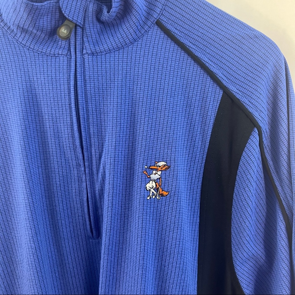Greg Norman Golf Shirt Mock Neck Quarter 1/4 Zip Men's Blue Short Sleeve Pockets - Picture 2 of 6